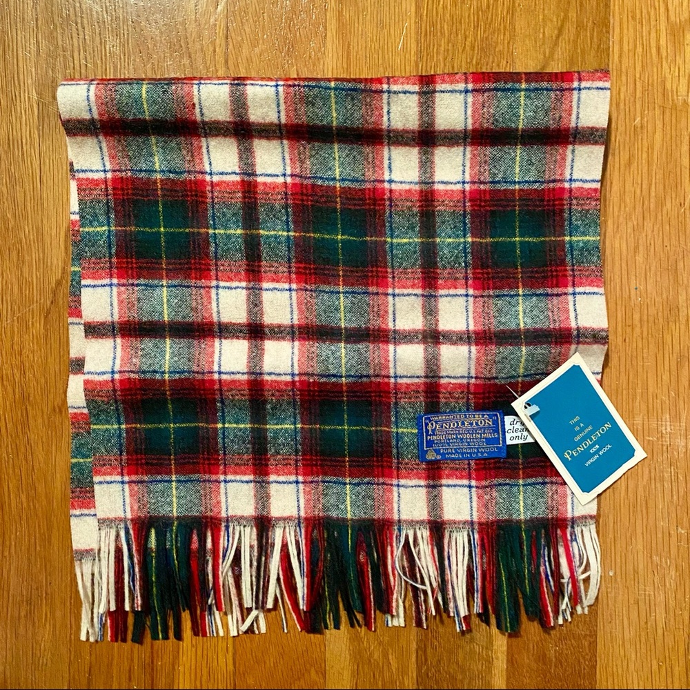 Vintage Pendleton Tartan Plaid Wool Scarf